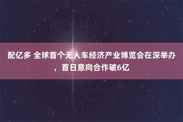 配亿多 全球首个无人车经济产业博览会在深举办，首日意向合作破6亿